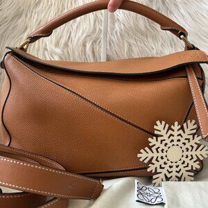 Loewe Edge Puzzle Bag, Large, Tan, with Dust Bag